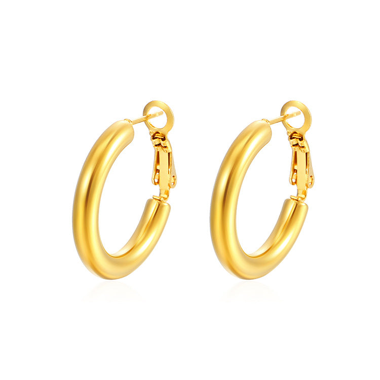 Steel earring plated with fine gold