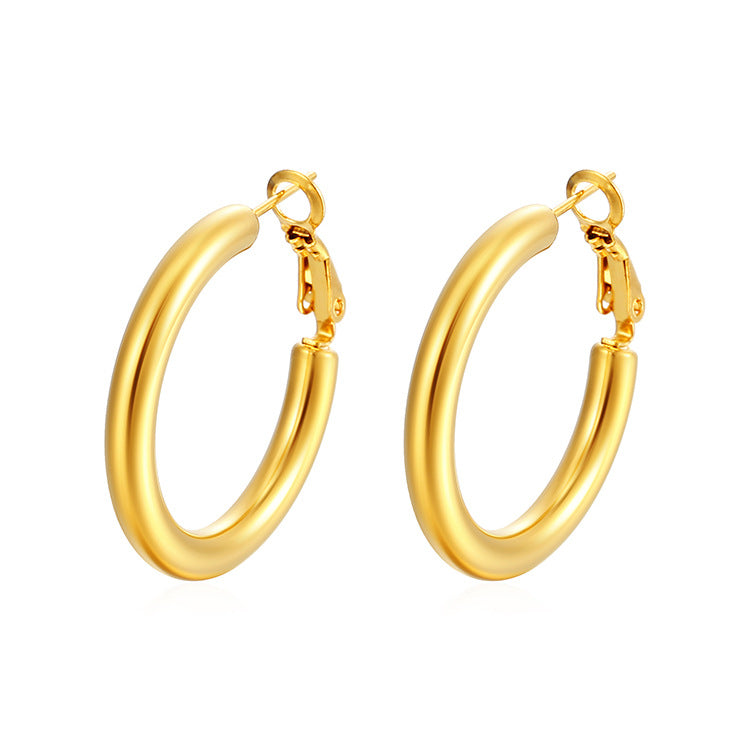 Steel earring plated with fine gold