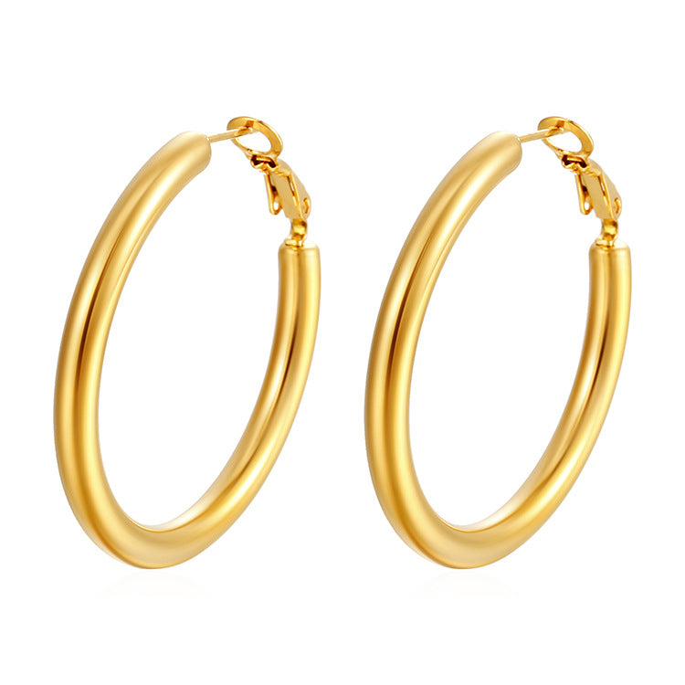 Steel earring plated with fine gold