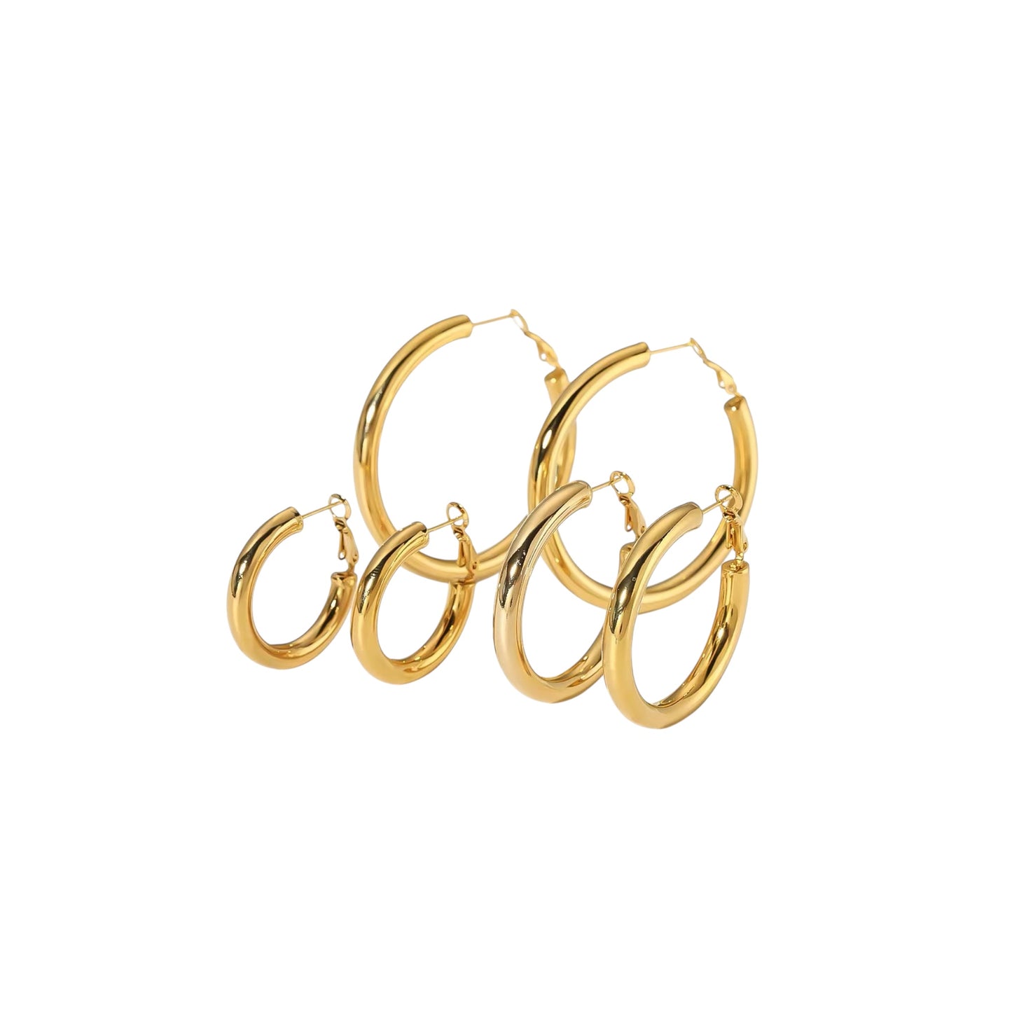 Steel earring plated with fine gold