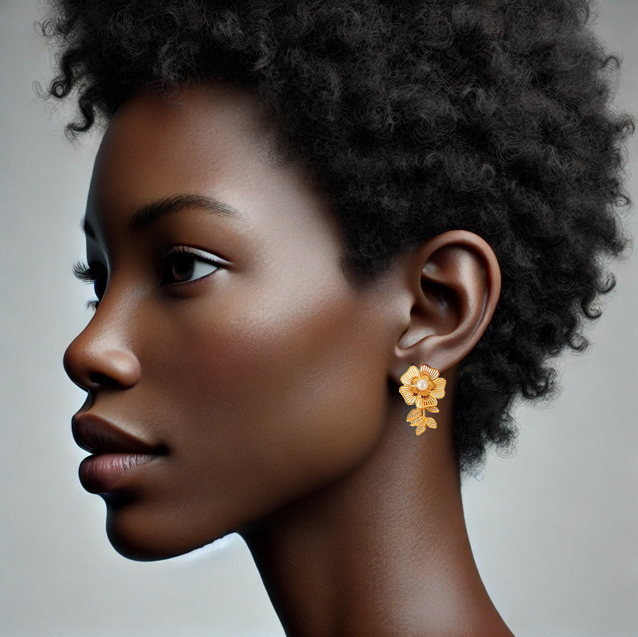 Boucle d'oreille fleur en acier inoxydable