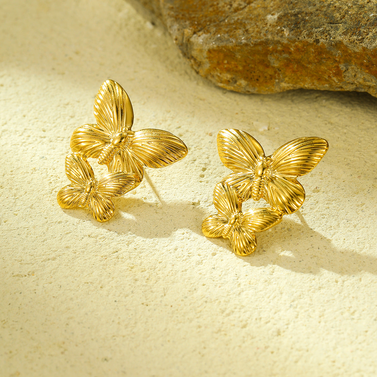 Boucles d’oreilles papillon en acier inoxydable