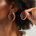 Boucles d’oreilles fantaisie cabochon rouge