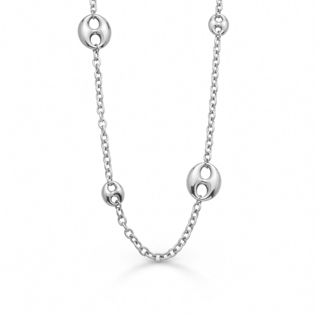 Collier sautoir grains de café en acier inoxydable