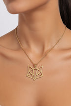 Collier tête de renard géométrique en acier inoxydable