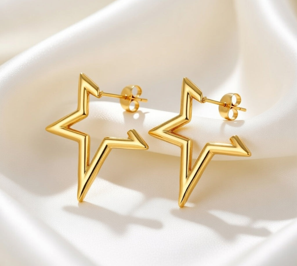 Boucles d’oreilles étoile en acier inoxydable