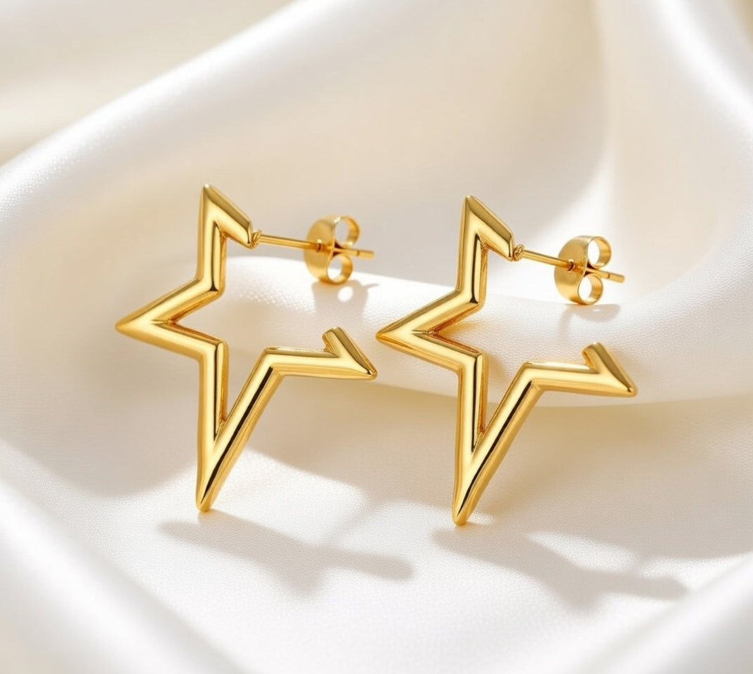 Boucles d’oreilles étoile en acier inoxydable