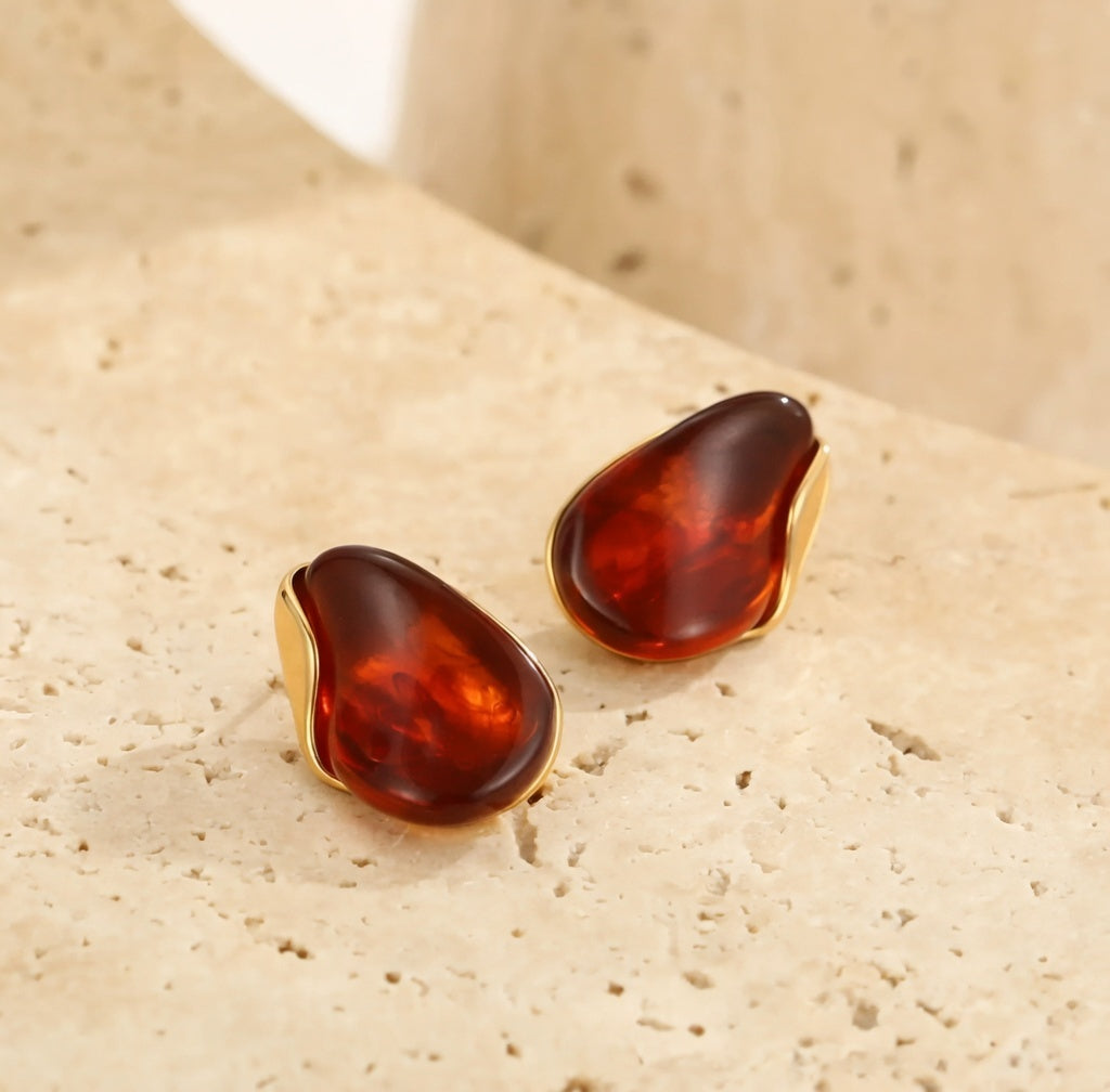 Boucles d’oreilles effet goutte en acier inoxydable avec pierre