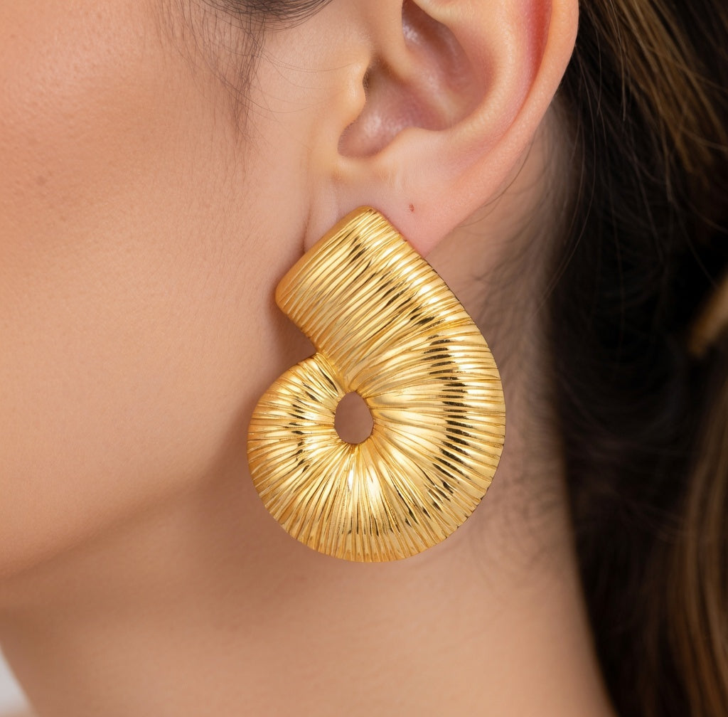Boucles d’oreilles coquillage en spirale en acier inoxydable