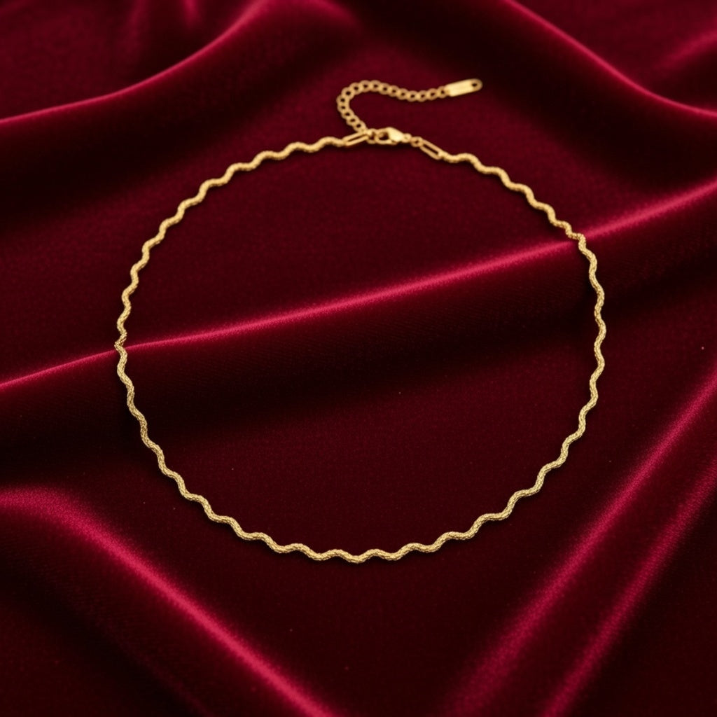 Collier ondulé en acier inoxydable et son bracelet