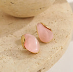 Boucles d’oreilles effet goutte en acier inoxydable avec pierre