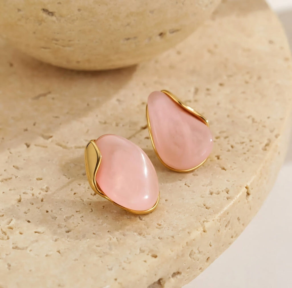 Boucles d’oreilles effet goutte en acier inoxydable avec pierre