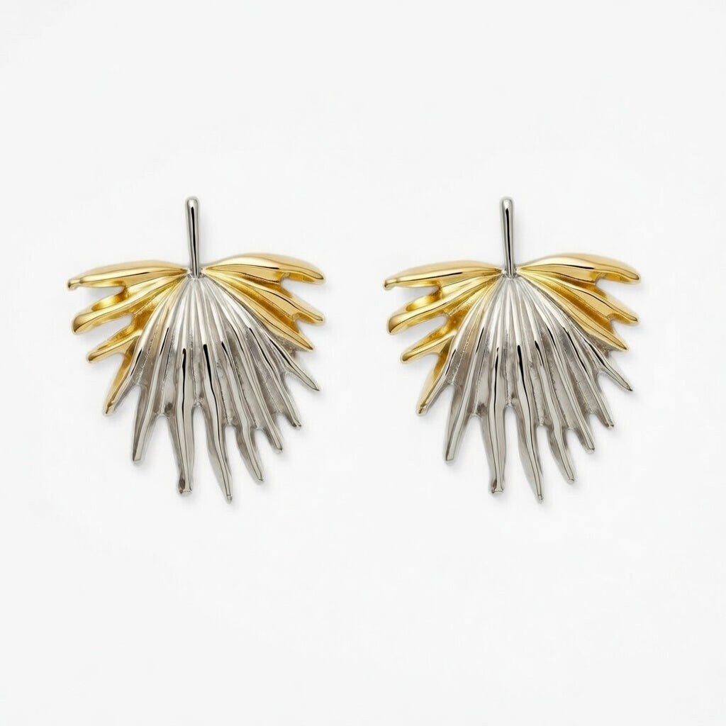 boucles d'oreilles bicolores palmier fantaisie