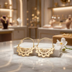 Créoles motif éventail ajouré en acier inoxydable