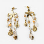 Boucles d’oreilles coquillages et perles pendantes en acier inoxydable