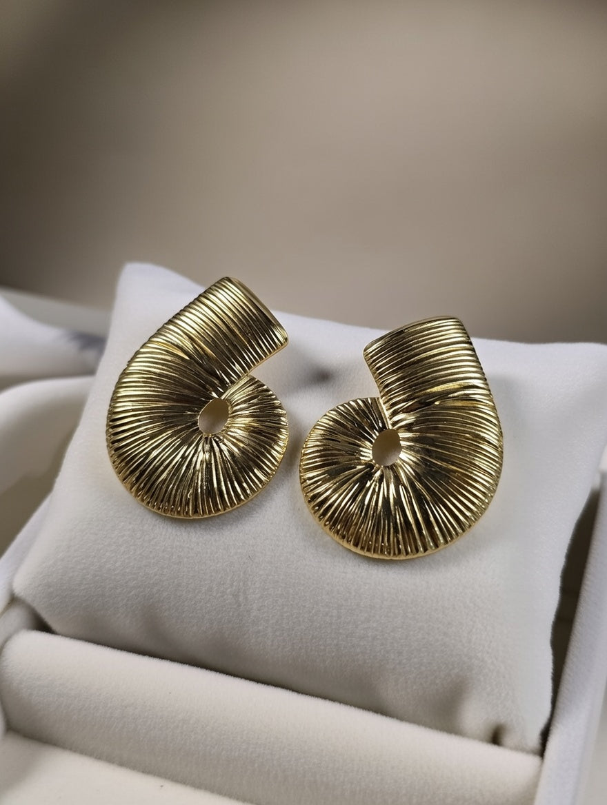 Boucles d’oreilles coquillage en spirale en acier inoxydable