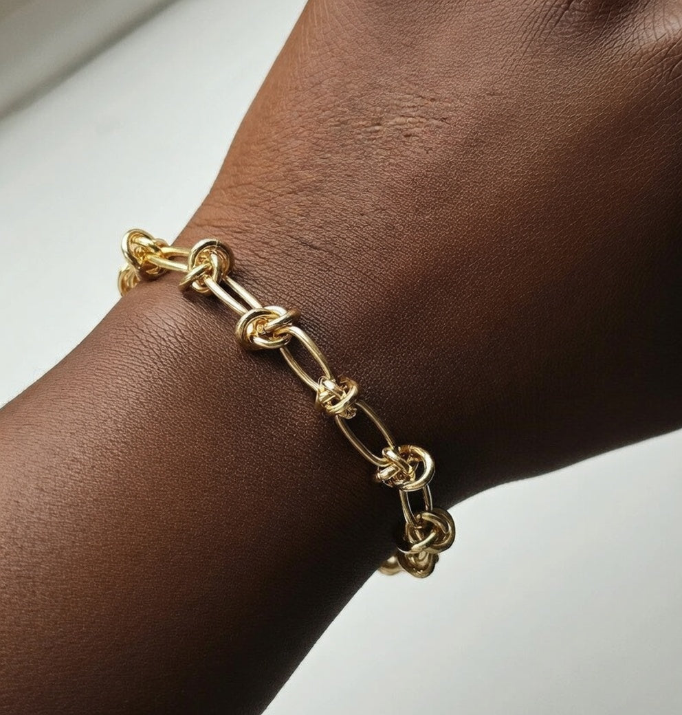 Bracelet chaîne maillons noués en acier inoxydable