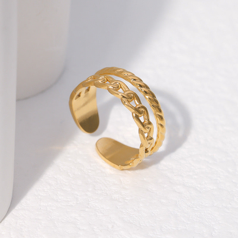 Bague chaîne double rang en acier inoxydable