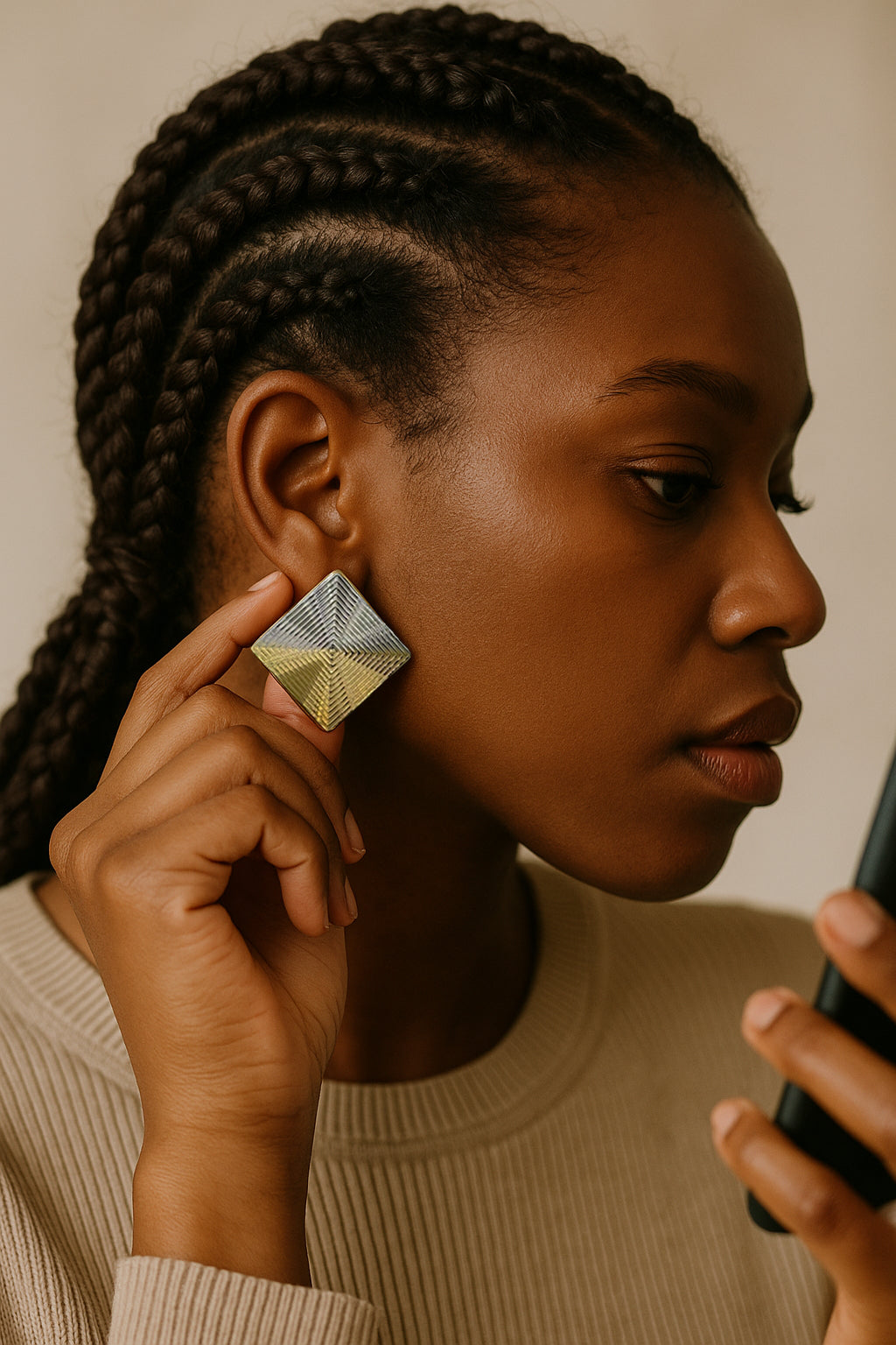 Boucle d'oreille losange fantaisie