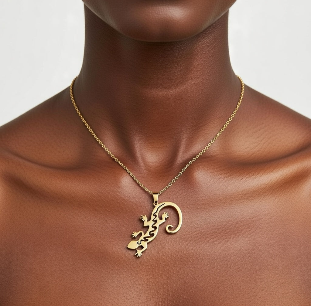 Collier lézard en acier inoxydable