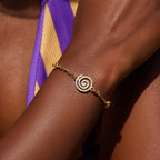 Bracelet spirale en acier inoxydable avec pierres brillantes