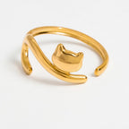 Bague chat en acier inoxydable