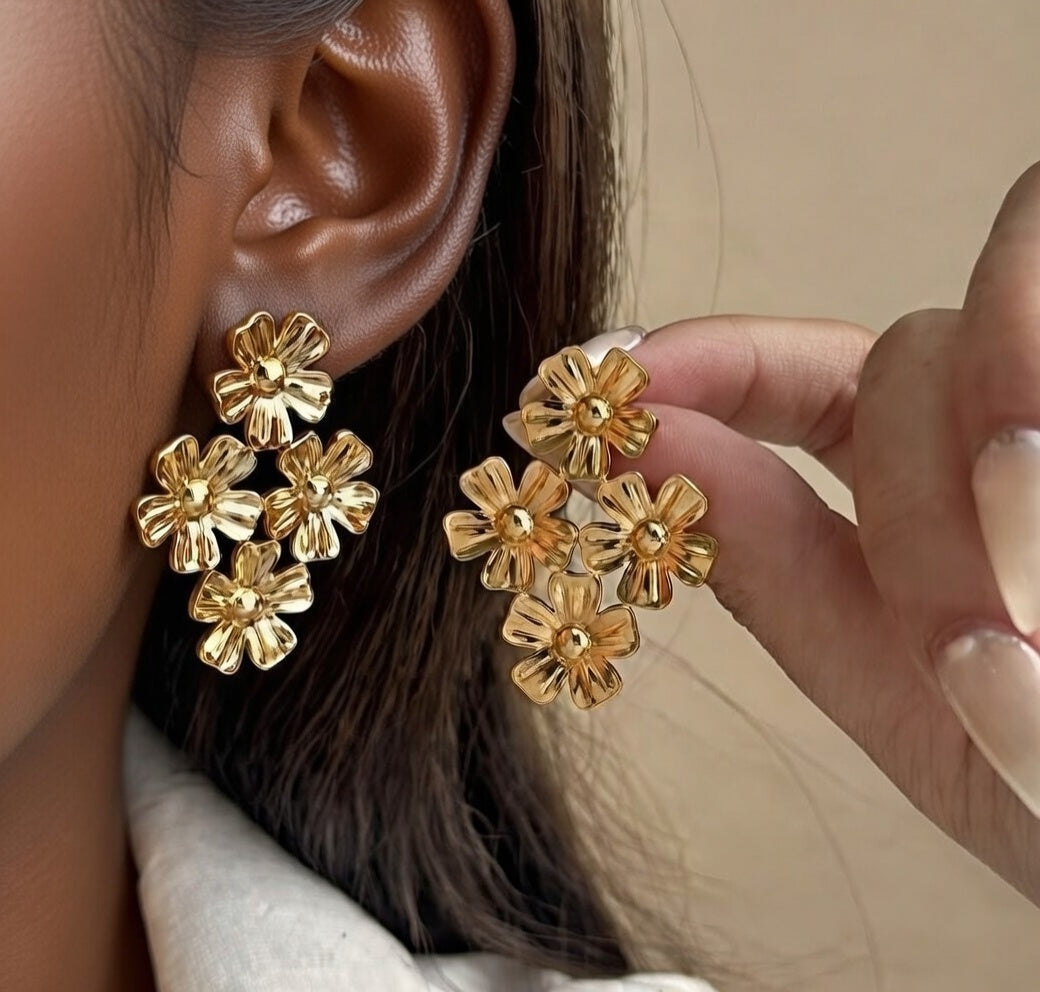 Boucles d’oreilles fleurs en acier inoxydable