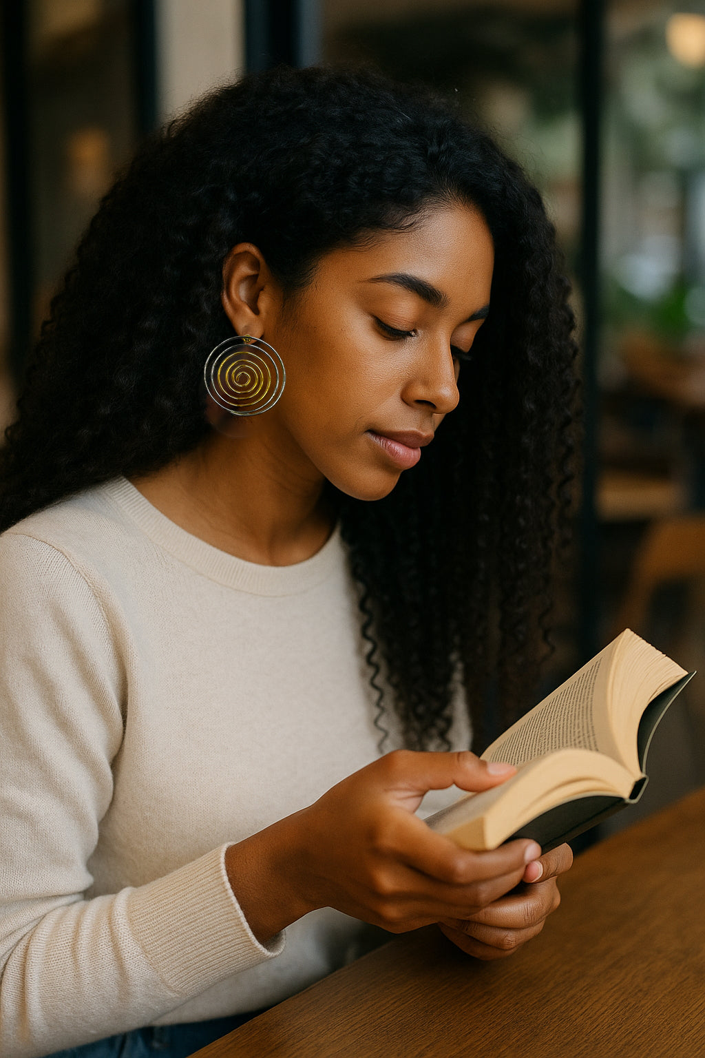 Boucles d’oreilles spirales bicolores en métal