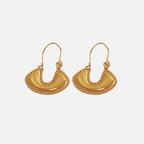 Boucles d'oreilles créoles demi-lune perlées dorées