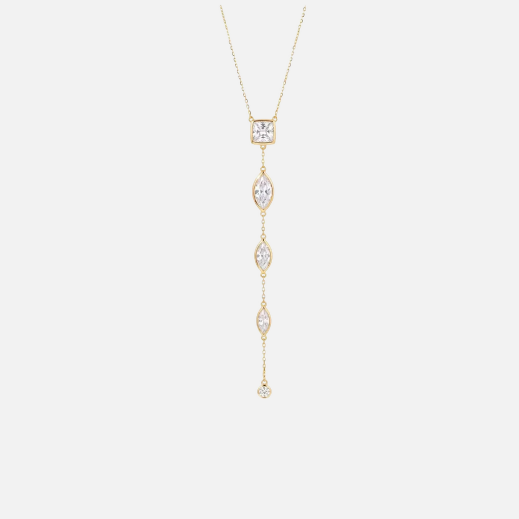 Collier Y en acier inoxydable – pierres scintillantes
