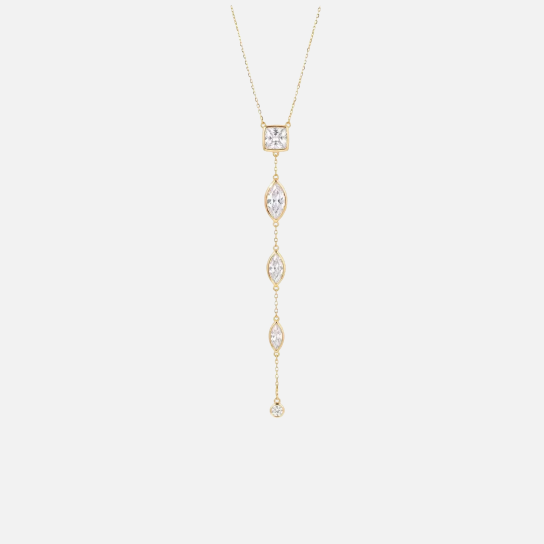 Collier Y en acier inoxydable – pierres scintillantes