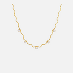 Collier ondulé doré en acier inoxydable avec pierres transparentes