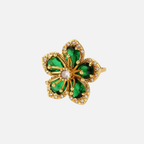 Bague fleur en acier inoxydable avec pierres vertes
