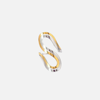 Bague ouverte bicolore ondulé en acier inoxydable