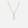 Collier doré en acier inoxydable avec pendentif losange transparent