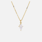 Collier doré en acier inoxydable avec pendentif losange transparent