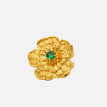 Bague fleur en acier inoxydable avec pierre verte