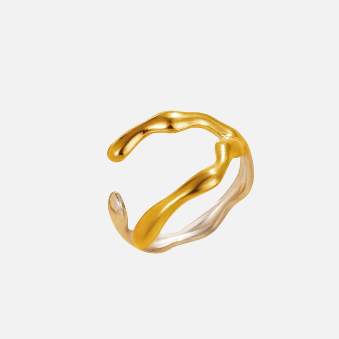 Bague ouverte bicolore en acier inoxydable