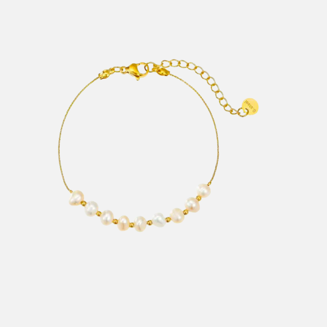 Bracelet en acier inoxydable avec perles blanches