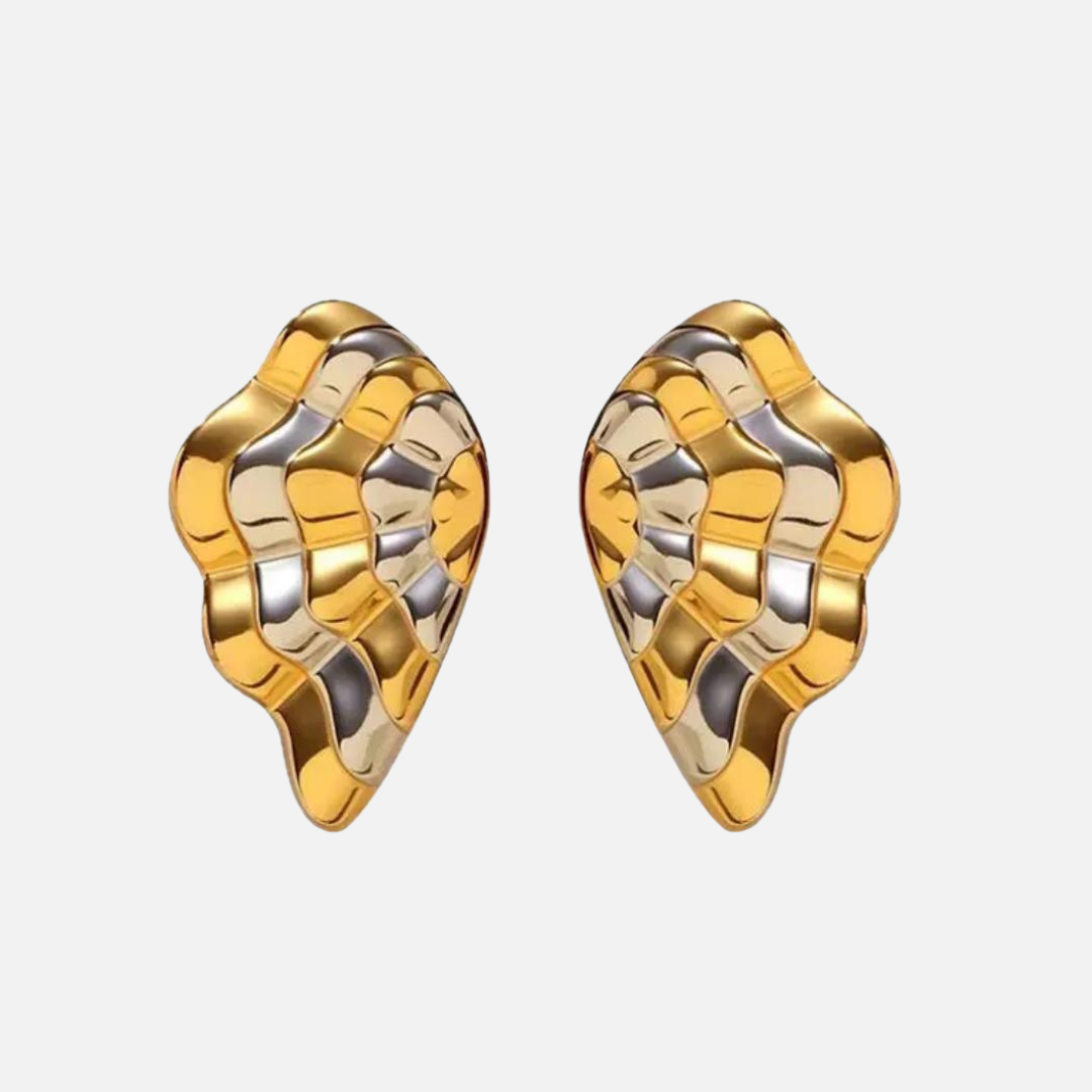 Boucles d’oreilles coquillage bicolores en acier inoxydable