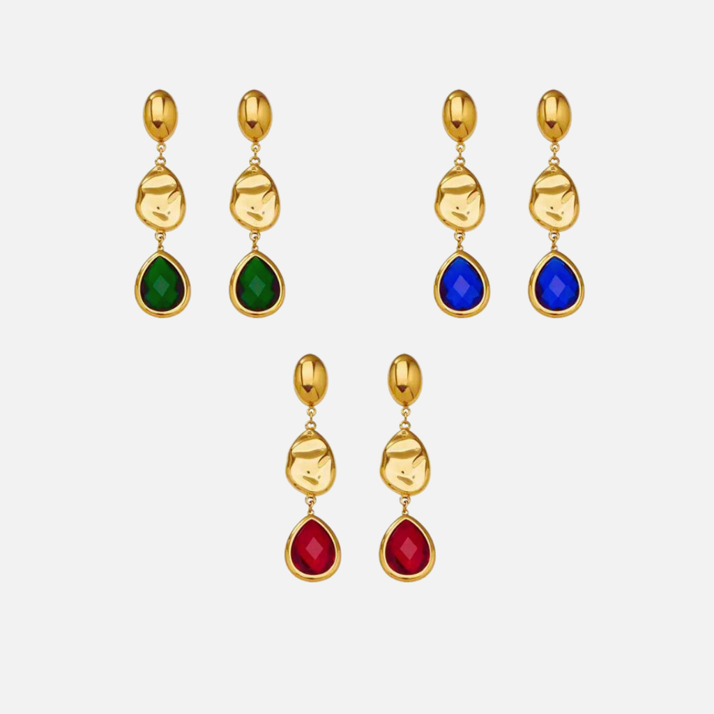 Boucles d’oreilles pendantes en acier inoxydable avec pierres