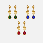 Boucles d’oreilles pendantes en acier inoxydable avec pierres