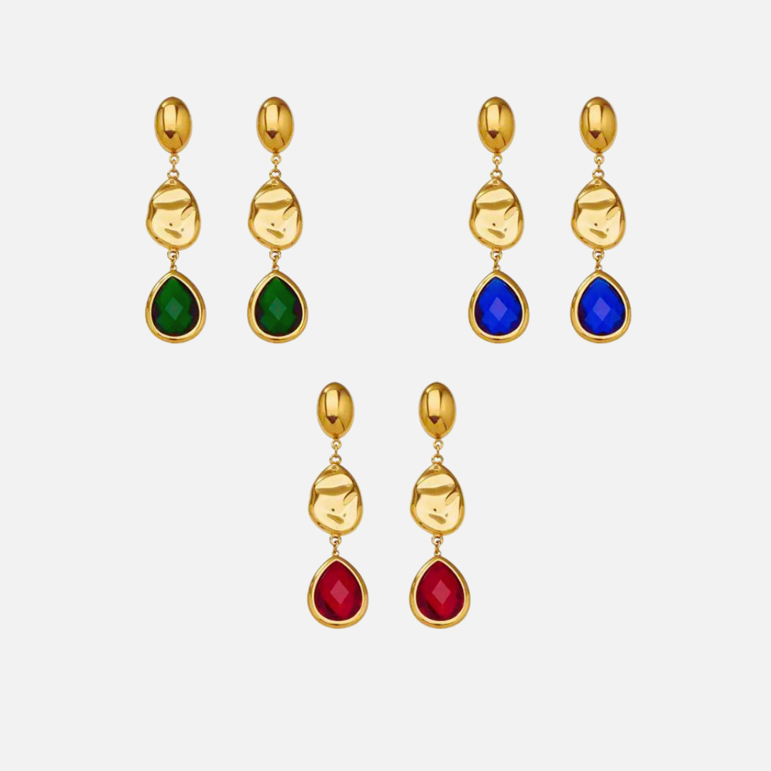 Boucles d’oreilles pendantes en acier inoxydable avec pierres