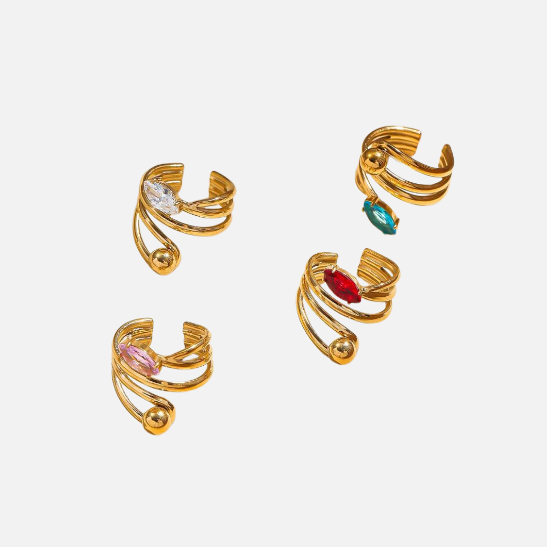 Bague wrap en acier inoxydable avec pierre