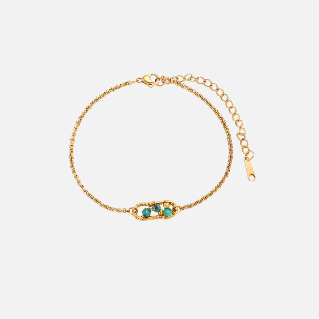 Bracelet en acier inoxydable avec pierres turquoise
