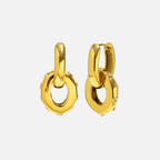 Boucles d’oreilles anneaux pendants  en acier inoxydable avec strass