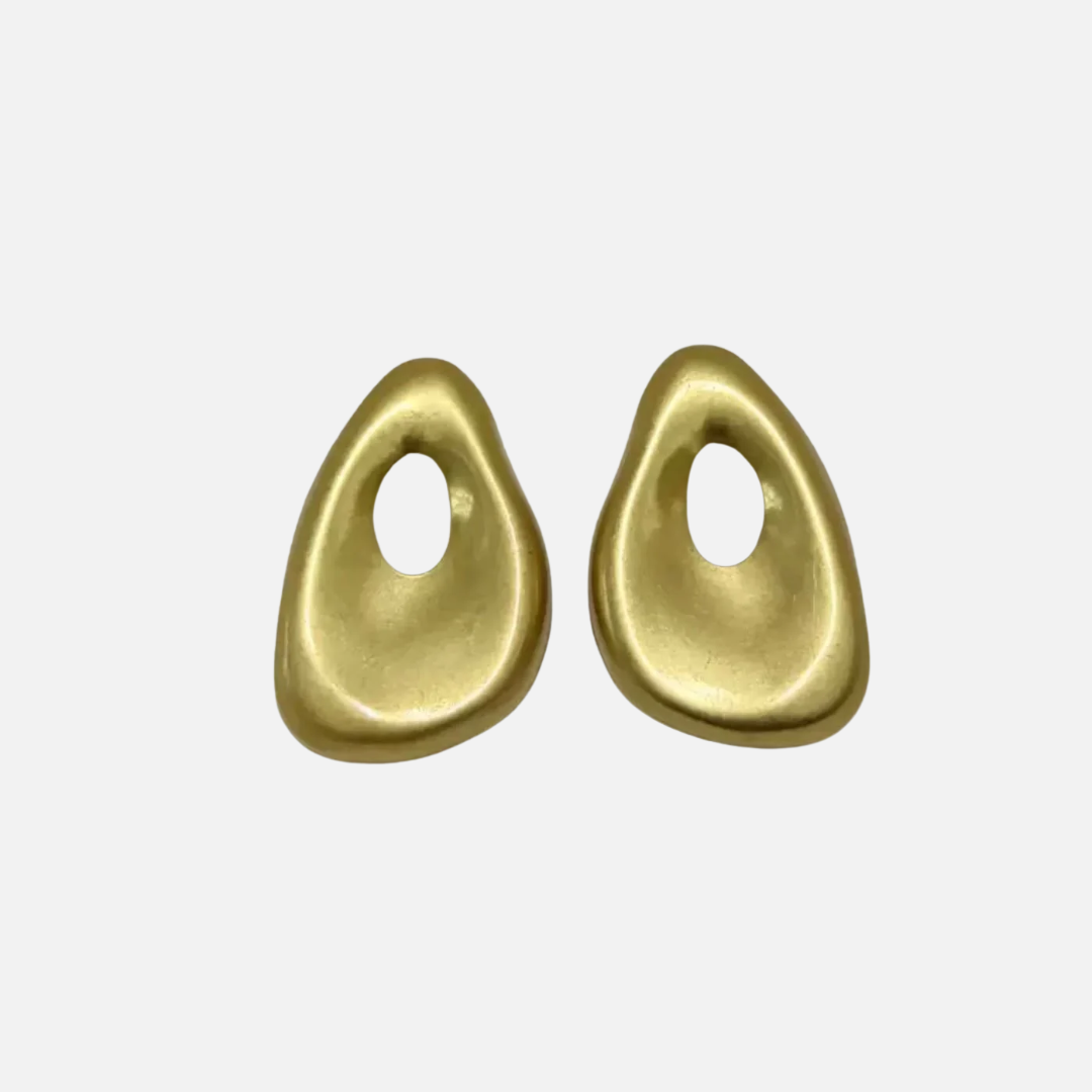 Boucles d'oreilles ovales irrégulières en laiton doré