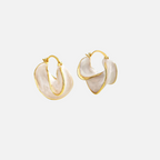 Boucles d'oreilles créoles nacrées en acier inoxydable