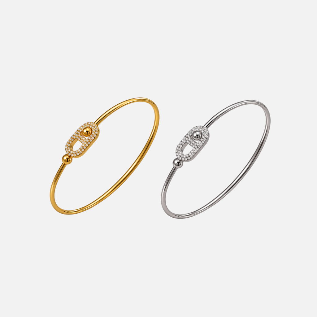 Bracelet jonc en acier inoxydable avec pierres