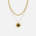 Collier chaîne double en acier inoxydable avec pendentif soleil